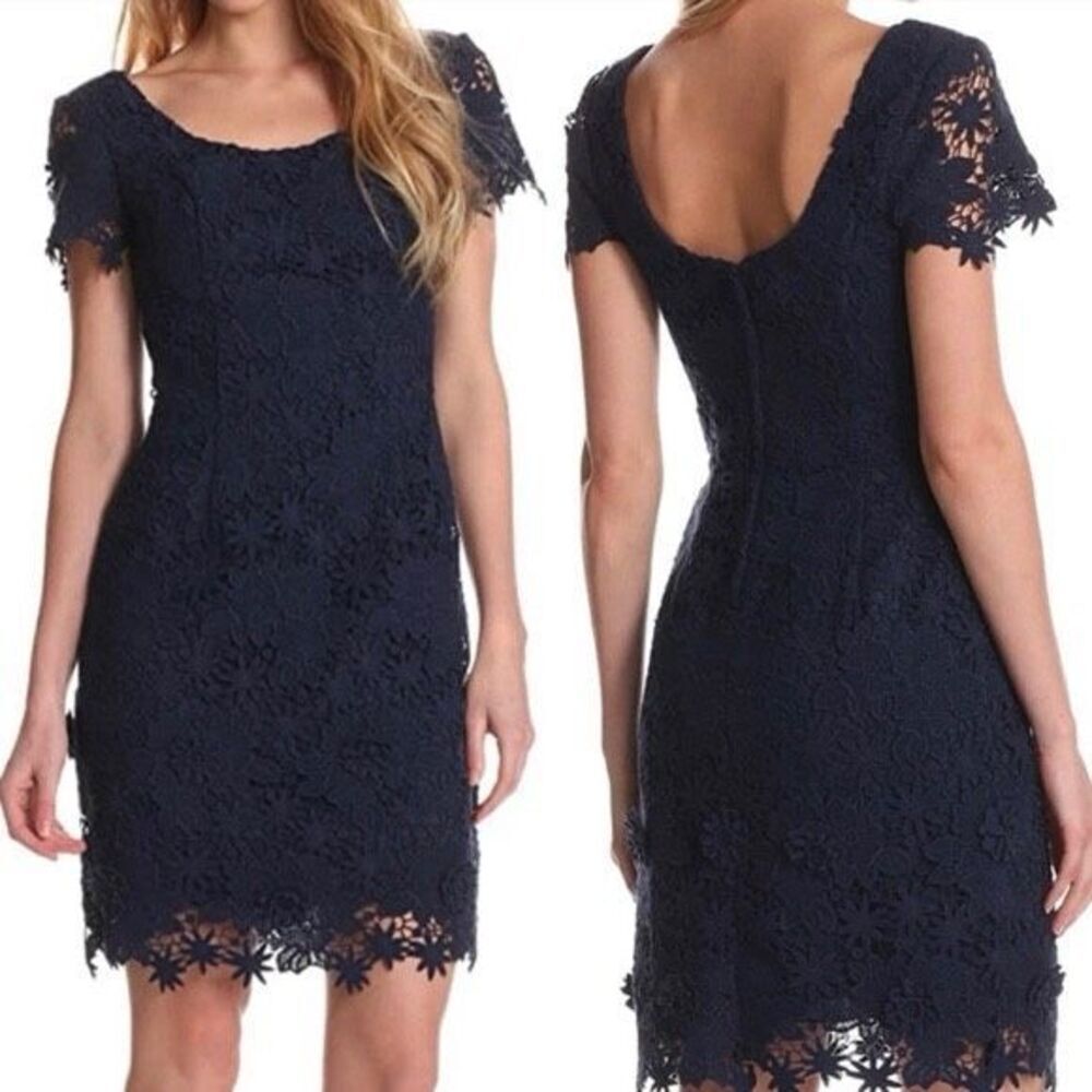 Lilly Pulitzer Marta Dress In Navy Floral Lace Size 4